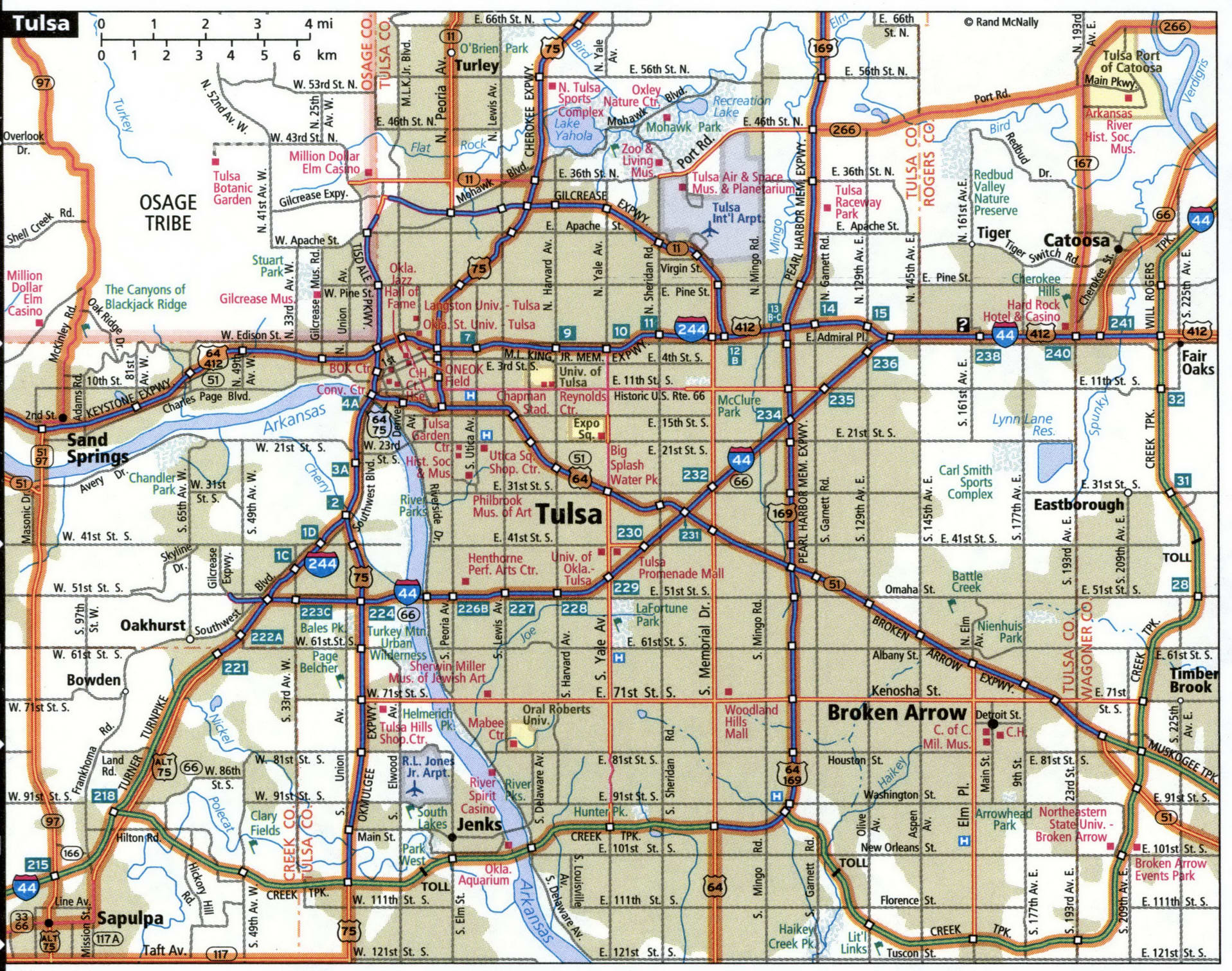 Tulsa city road map for truck drivers toll and free highways map - usa