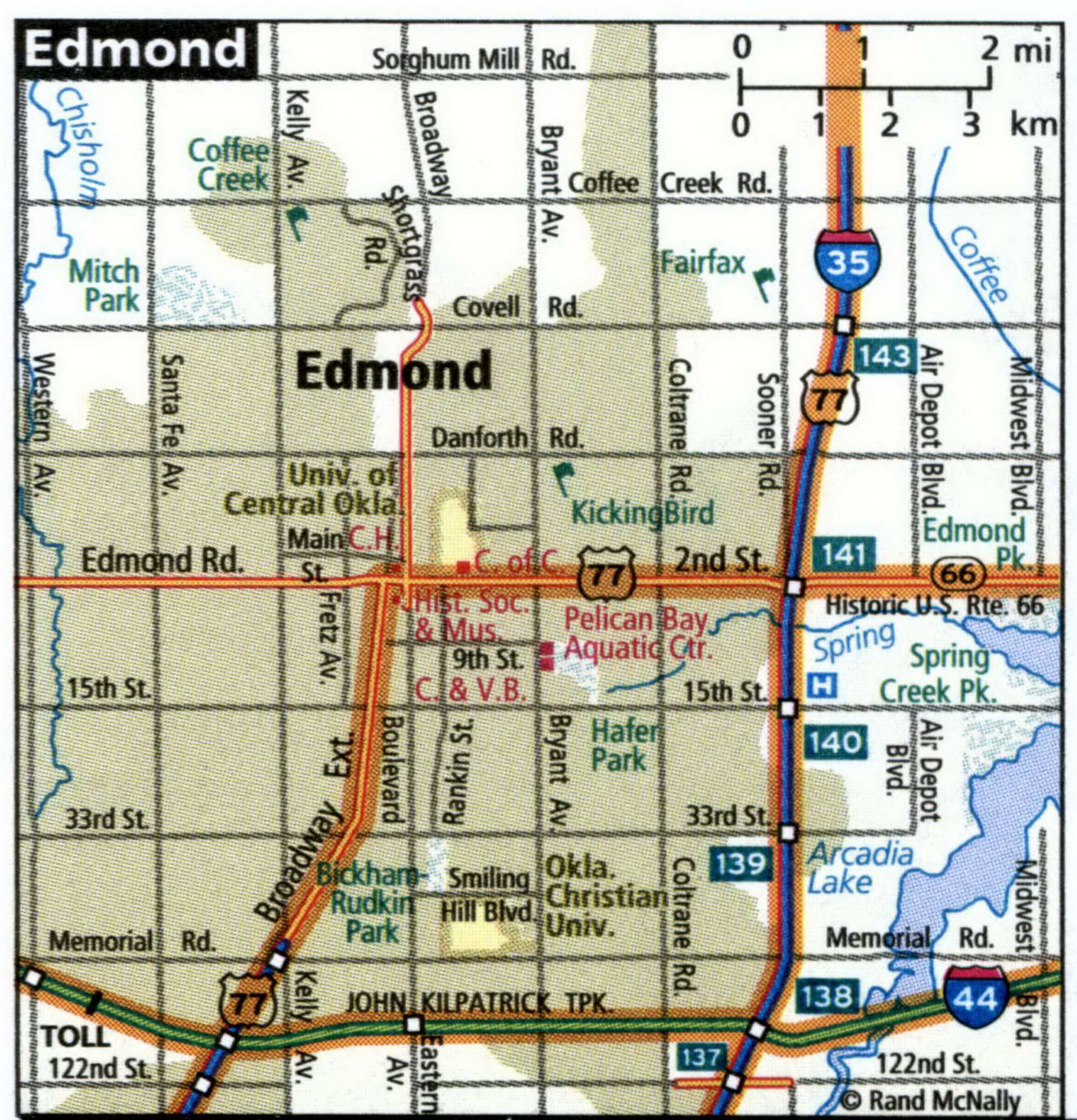 Edmond City Road Map For Truck Drivers Toll And Free Highways Map Usa   83Edmond 