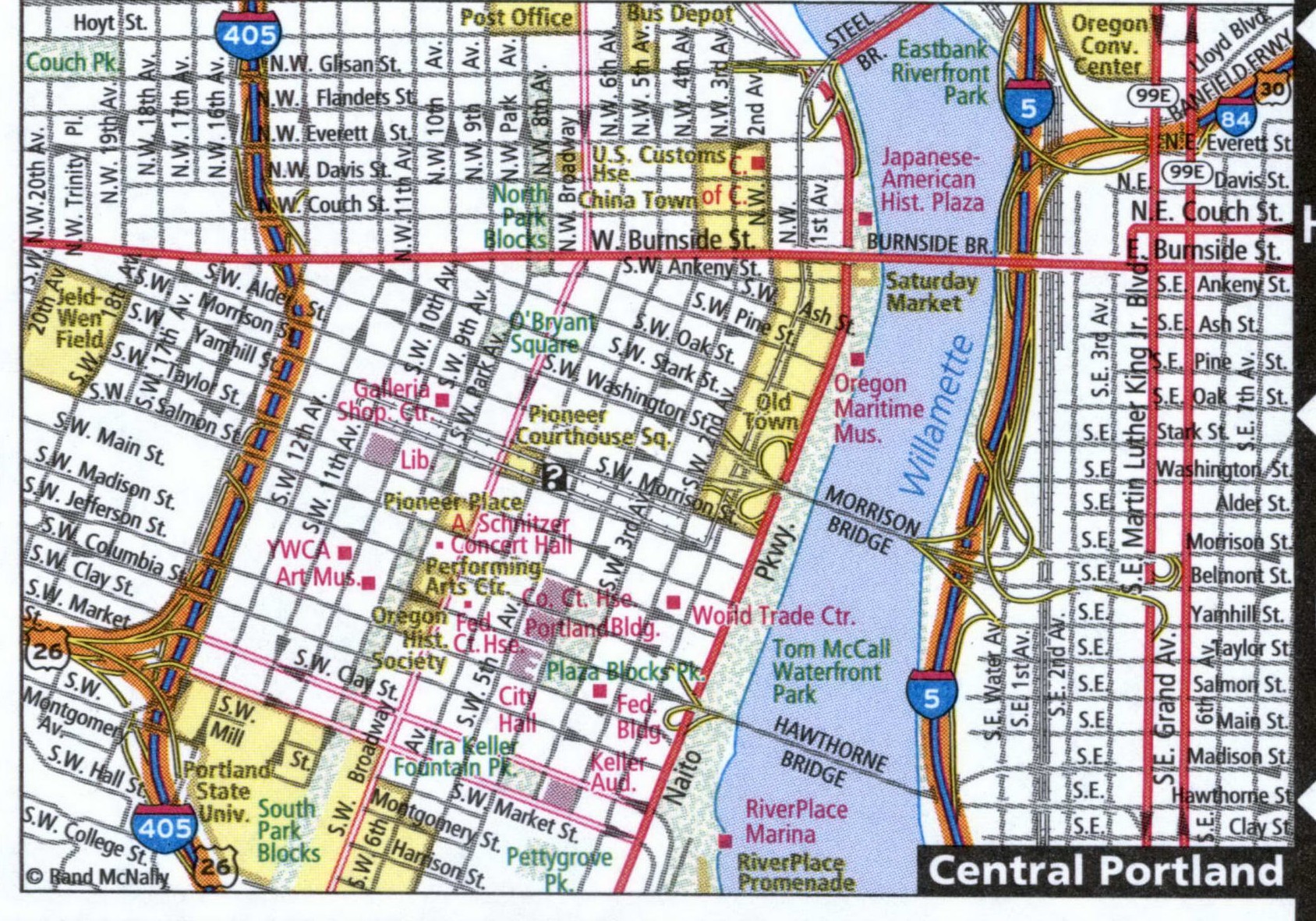 Central Portland city map for truckers