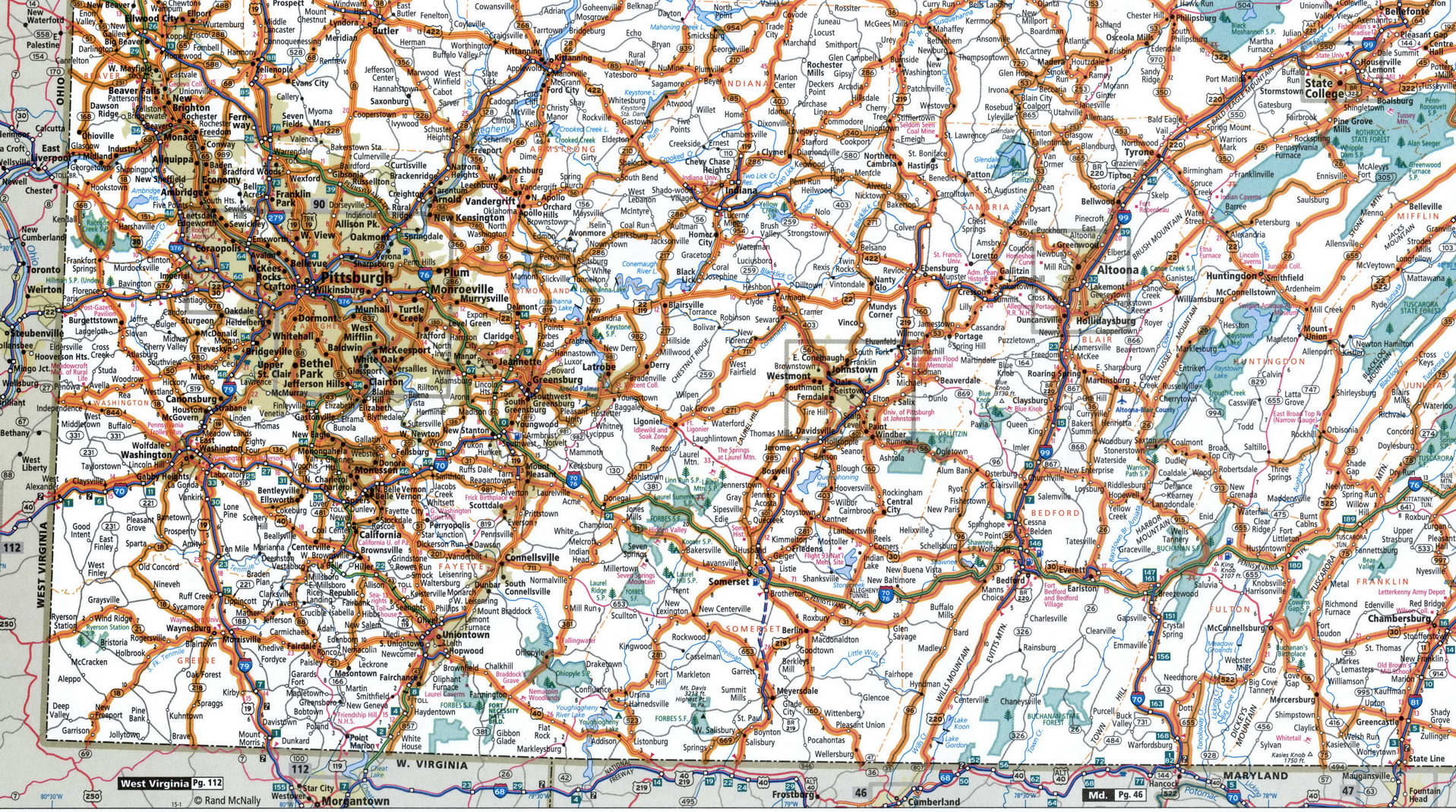 South-Western Pennsylvania map for truckers