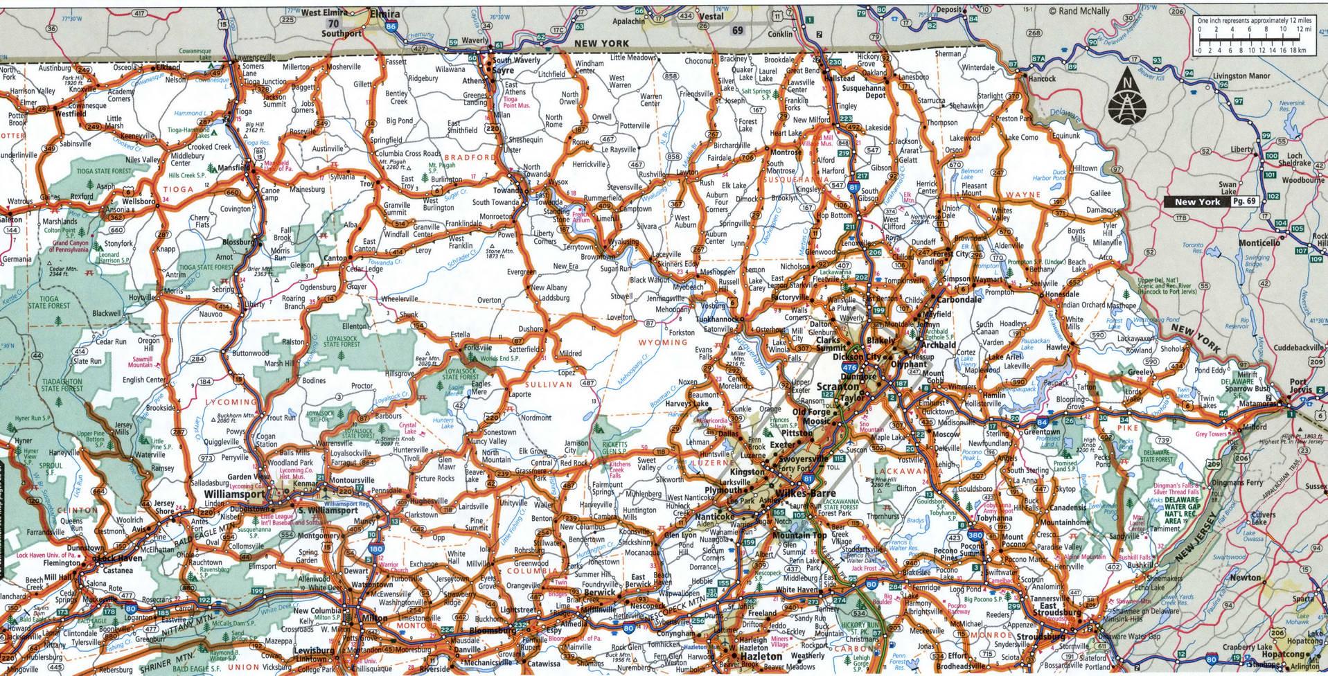 North-Eastern Pennsylvania map for truckers