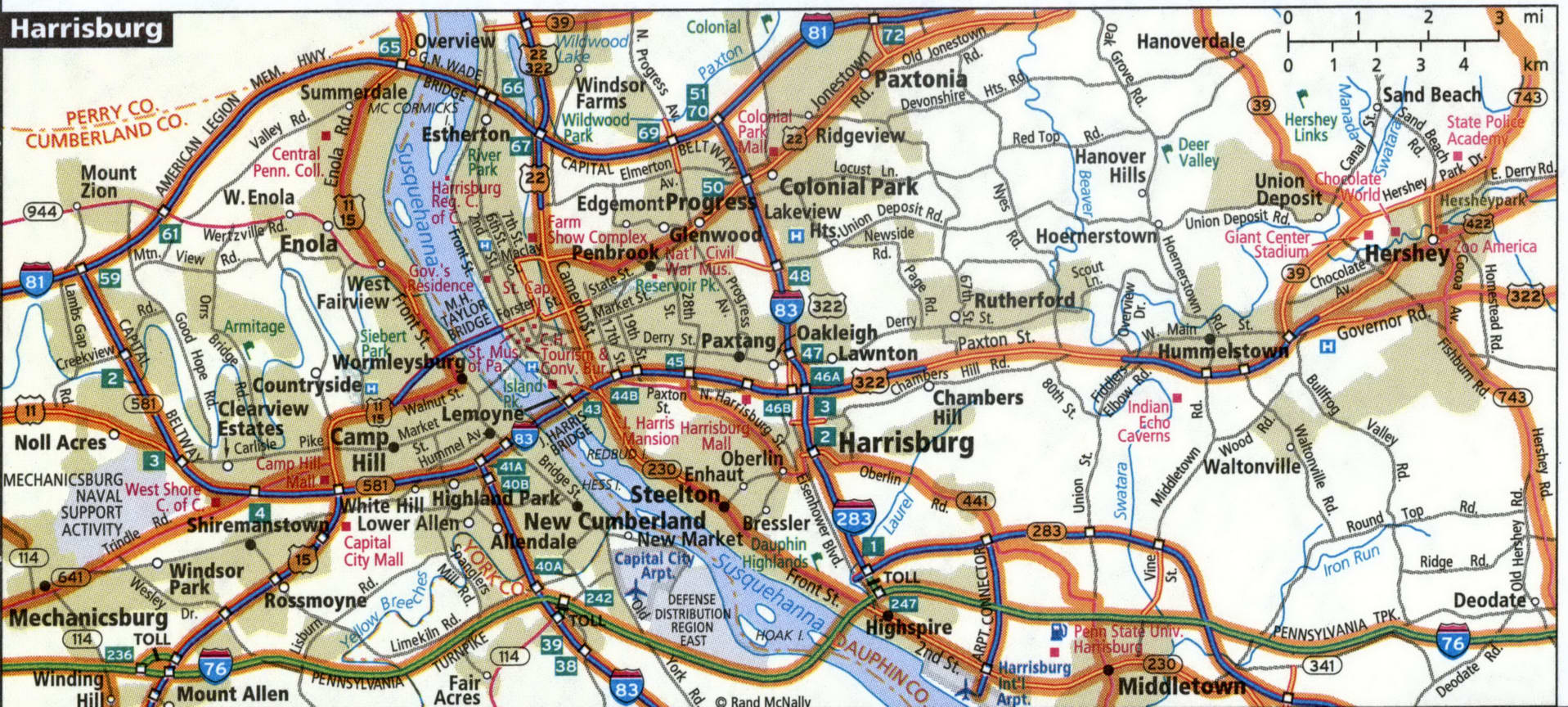 Harrisburg city map for truckers