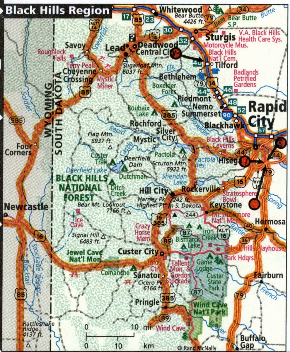 Black Hills Region map for truckers