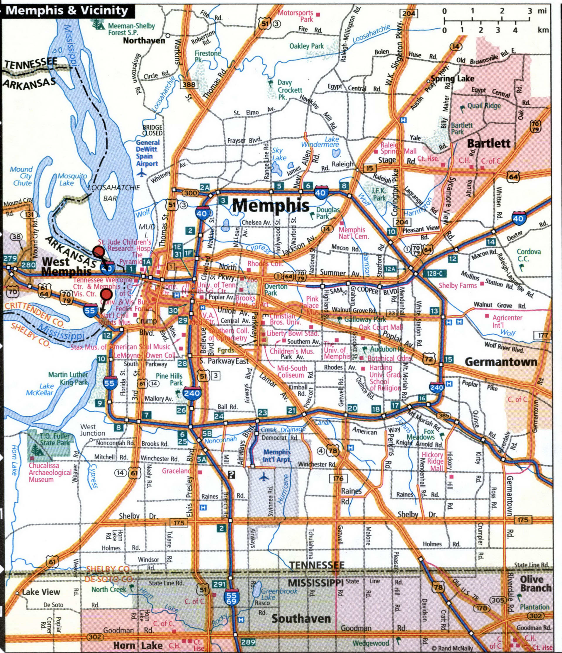 Memphis city map for truckers