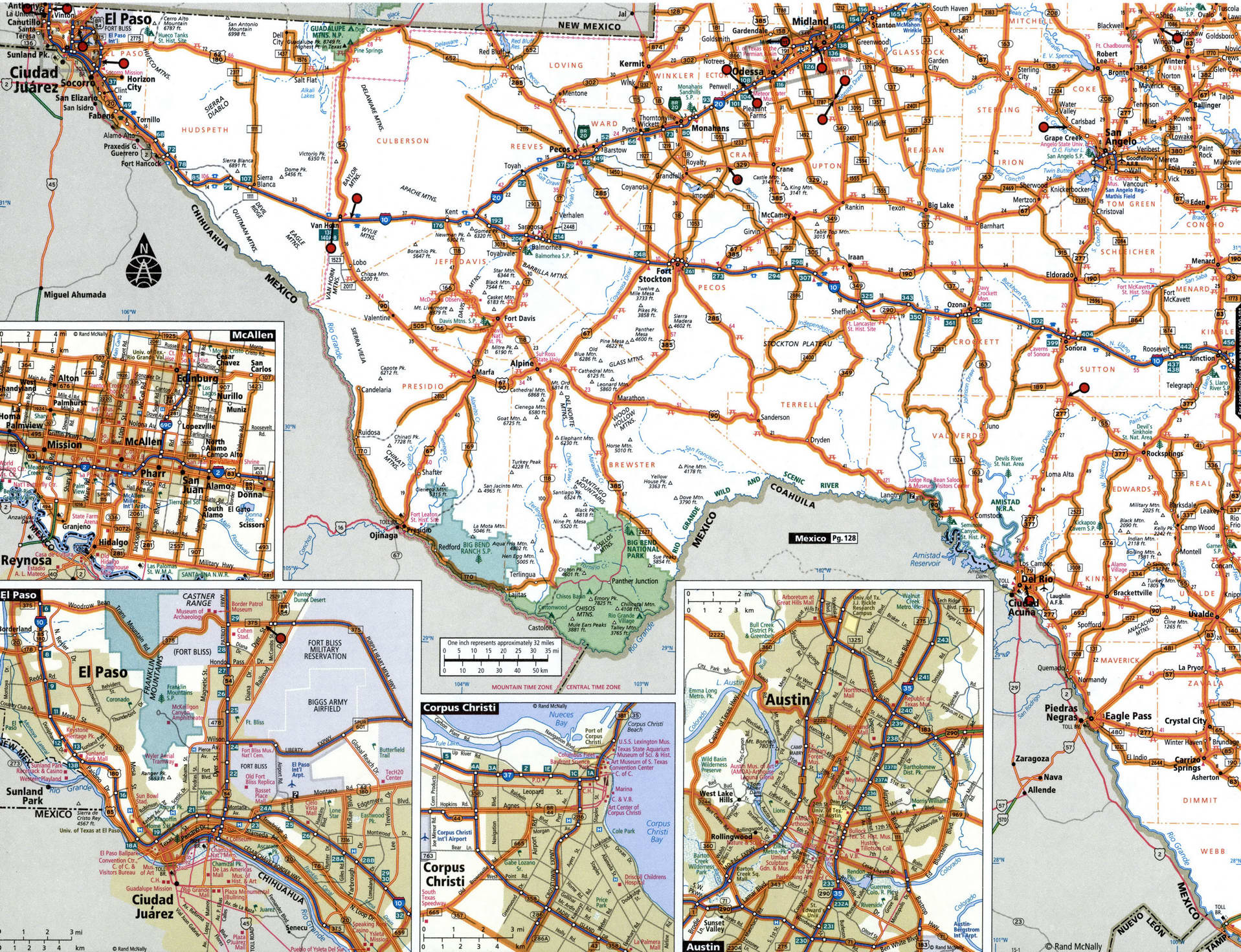 South Western Texas map for truckers