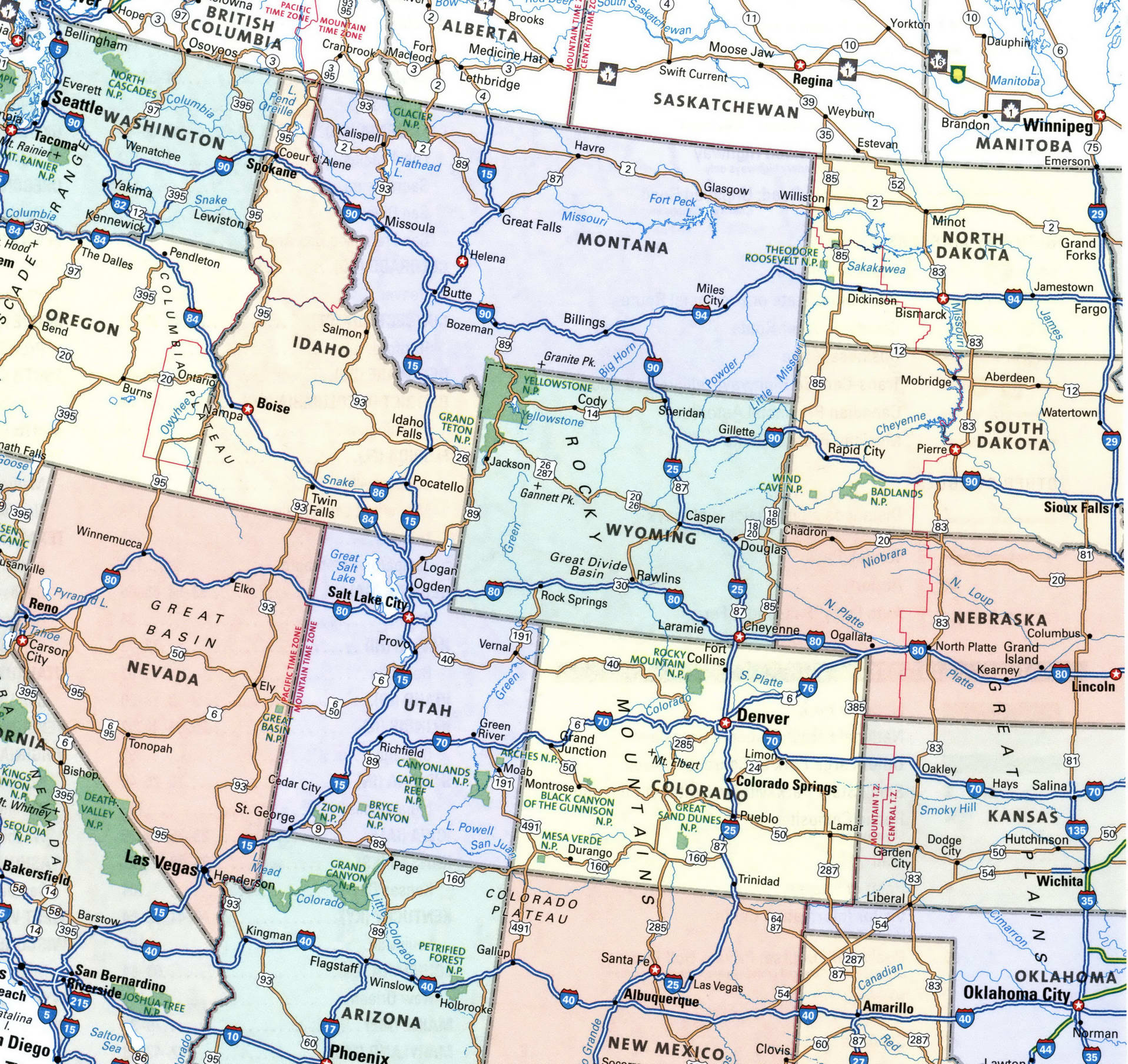 Rocky Mountains region map