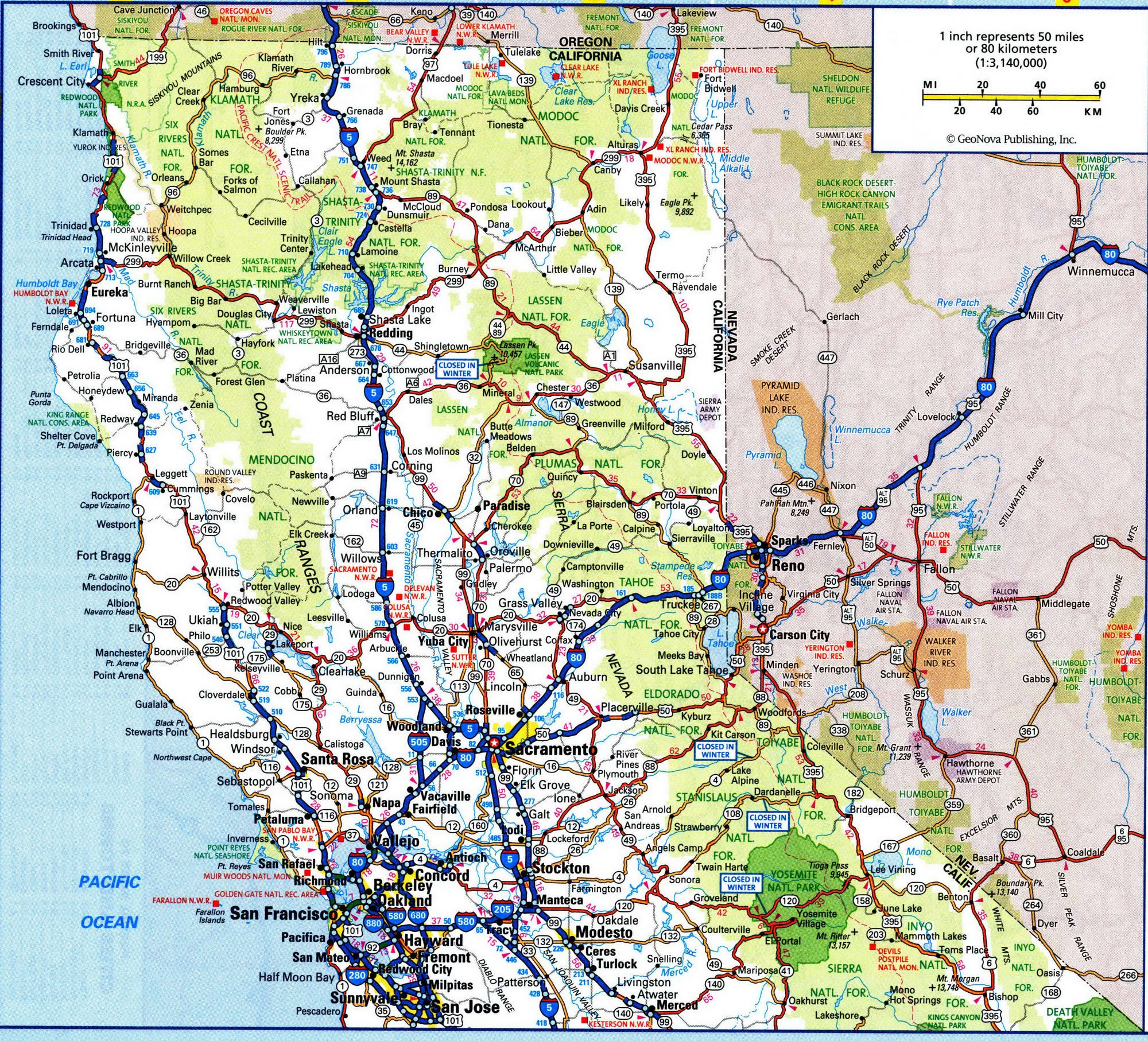 Detailed roads map of California