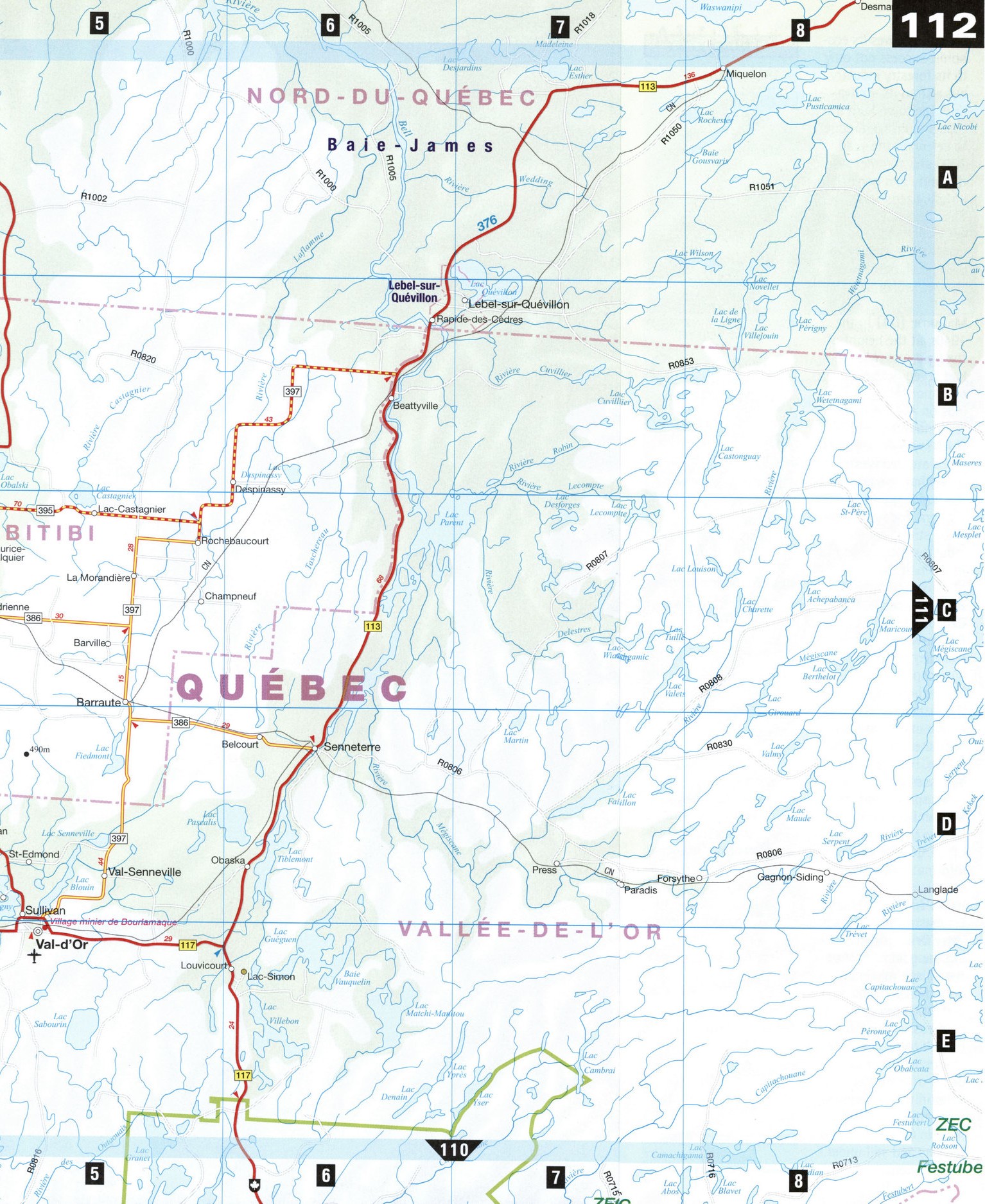 map of Abitibi Quebec Canada