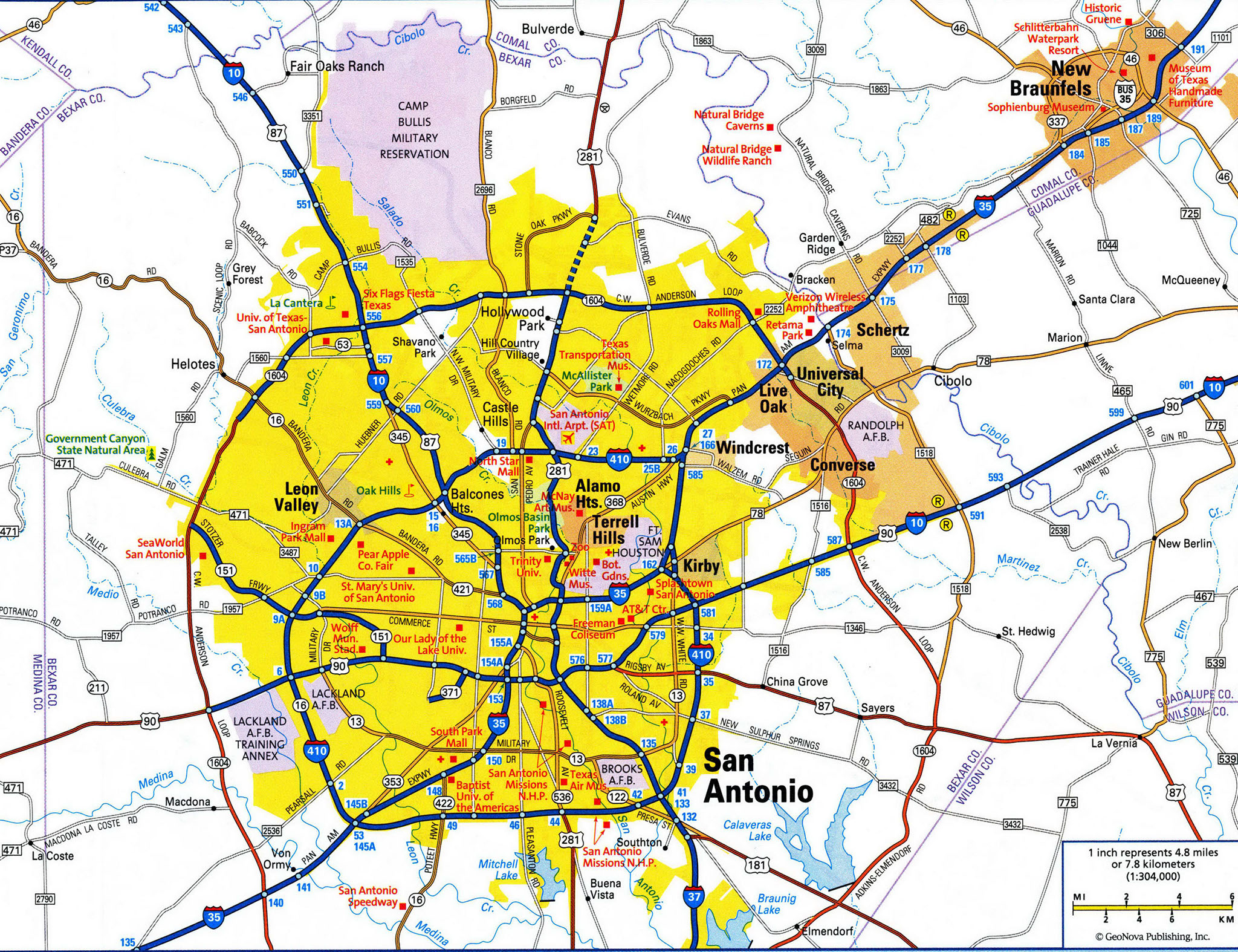Detailed map of San Antonio city