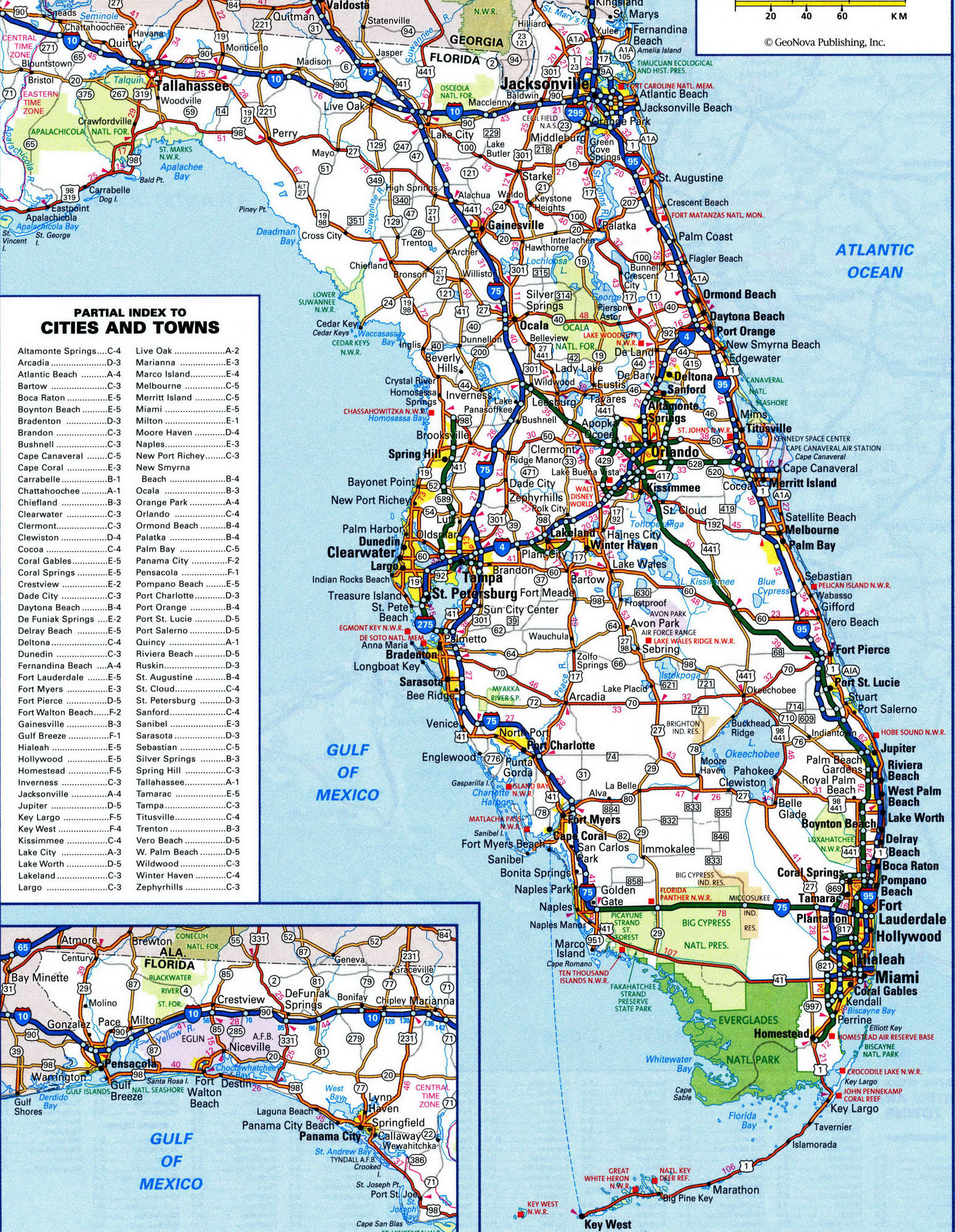 Detailed roads map of Florida