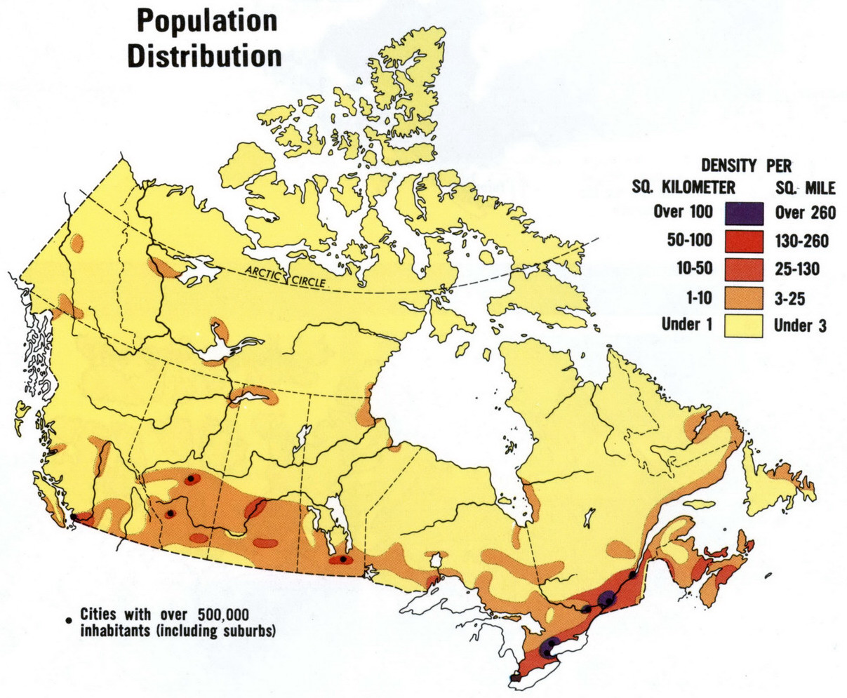 Map Of Canada Population Density Maps of the World