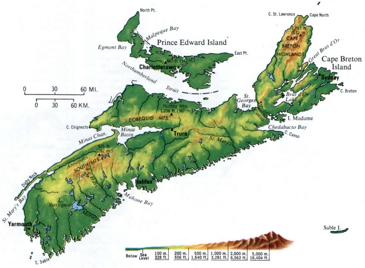 Landscape map of Nova Scotia