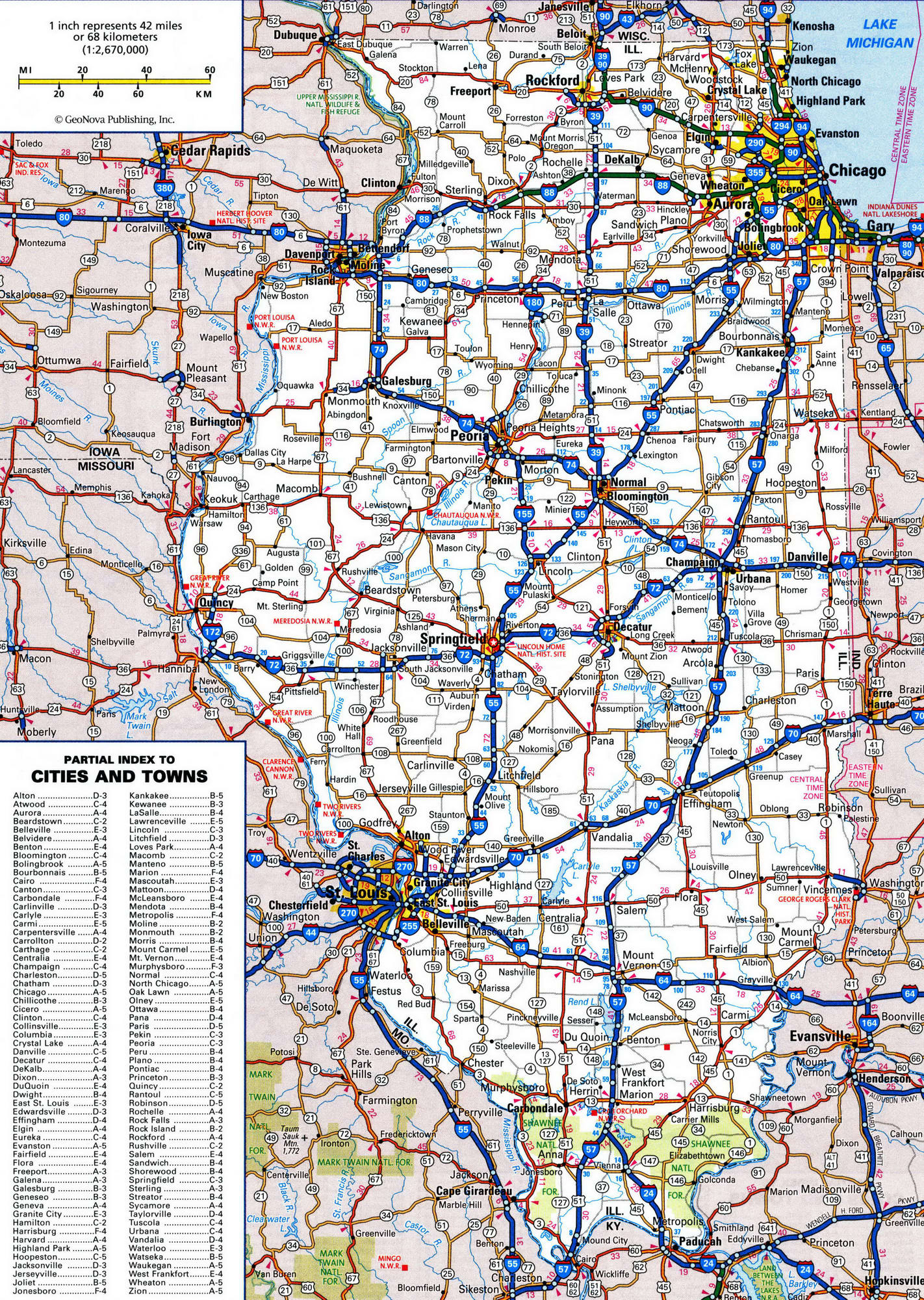 Detailed roads map of Illinois