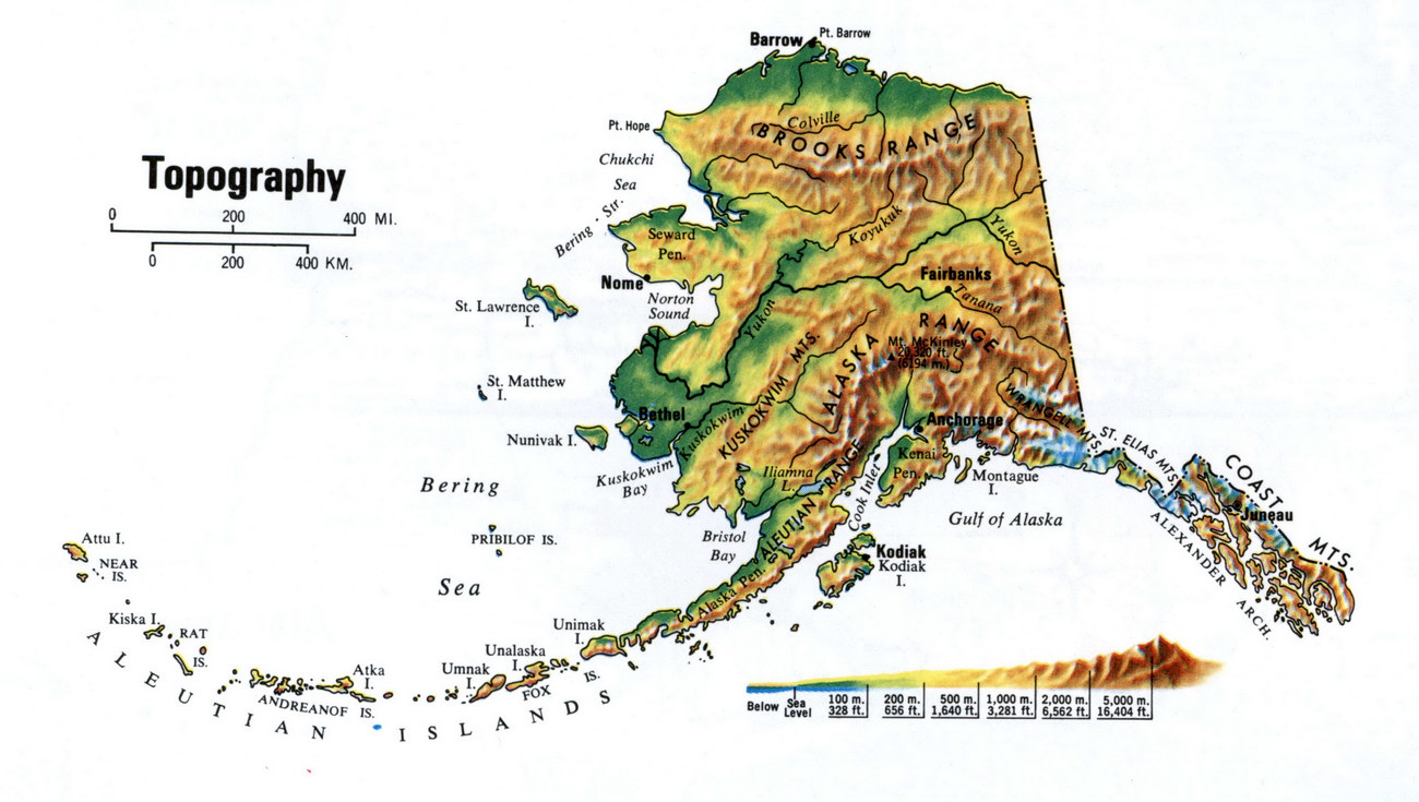 Landscape map of Alaska
