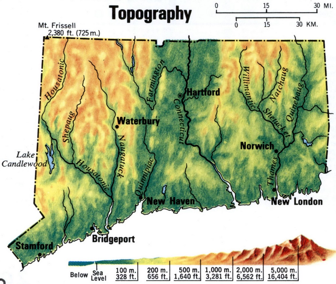 Сonnecticut topographic map