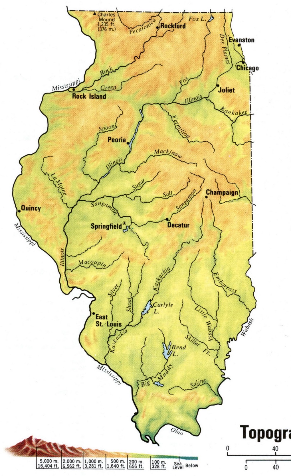Landscape map of Illinois