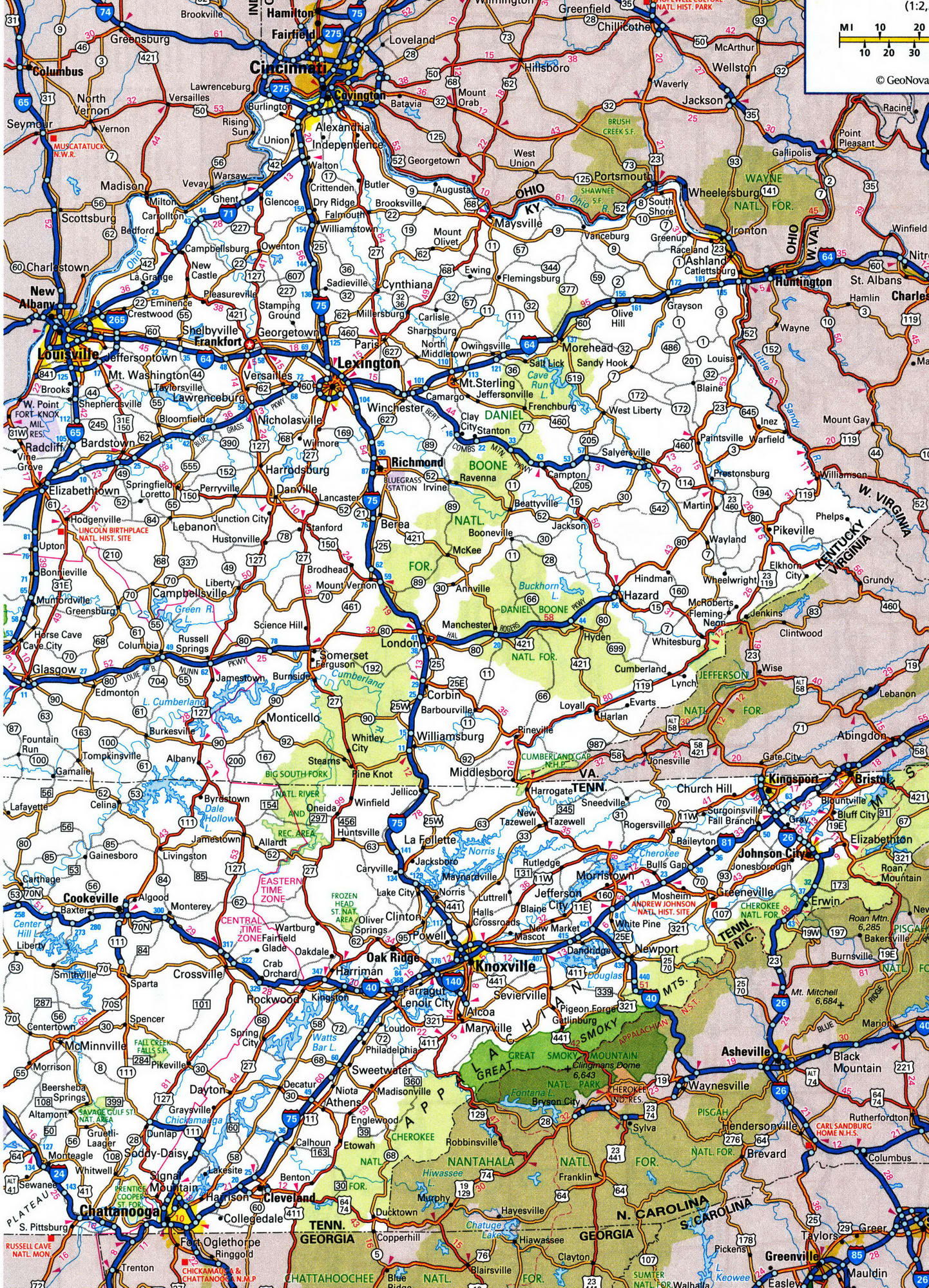 Kentucky roads map