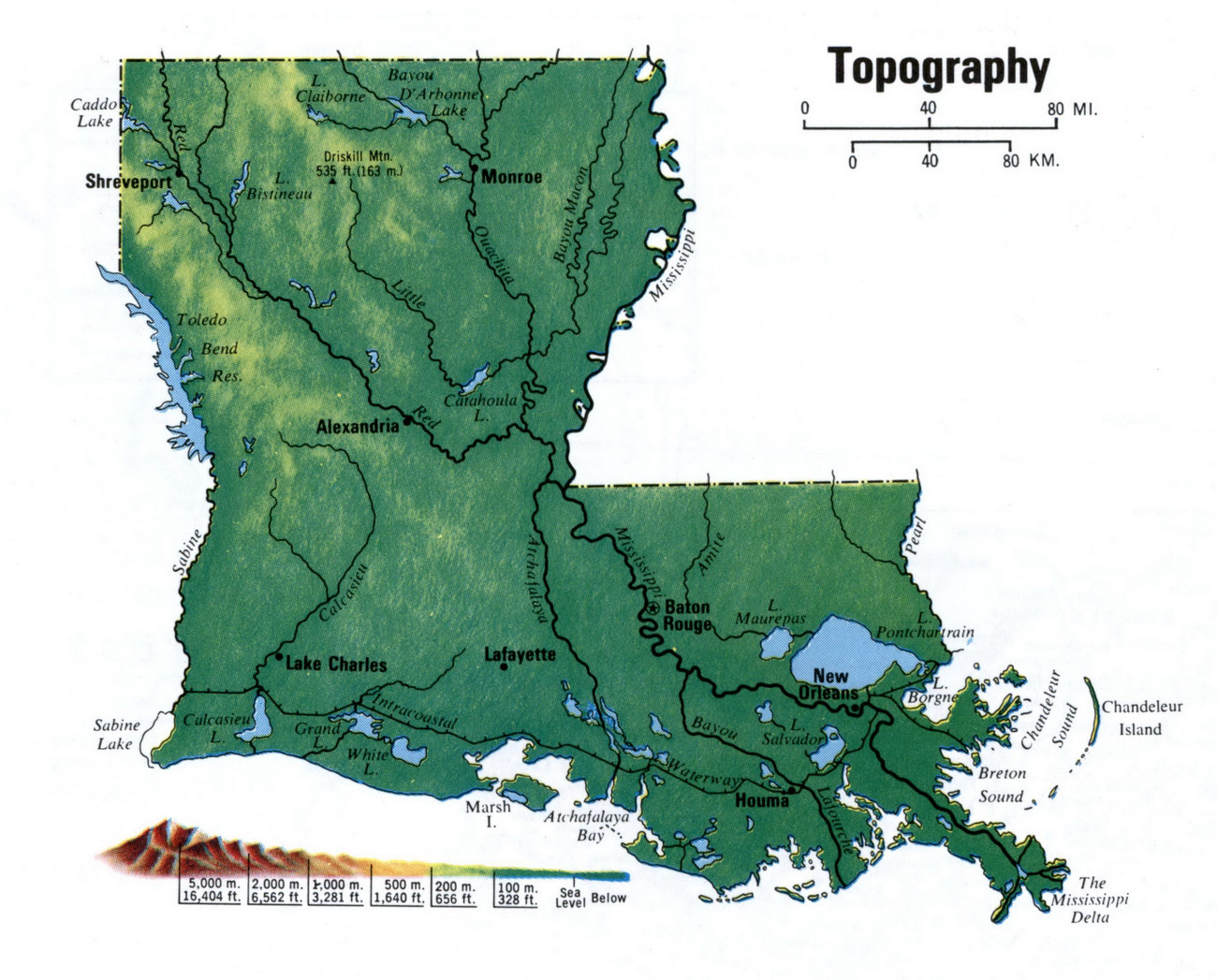 Landscape map Louisiana