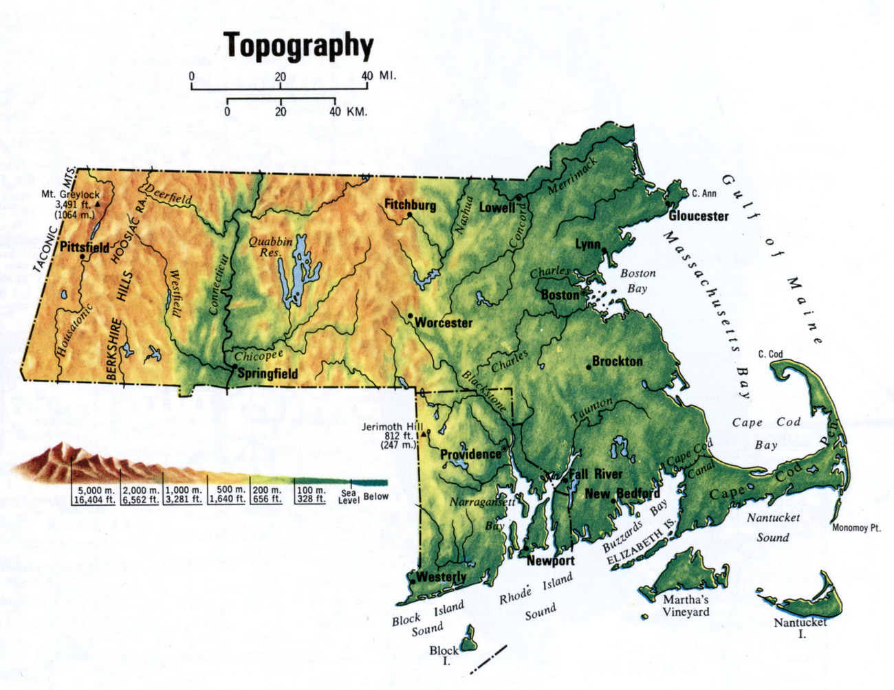 Landscape map of Rhode Island