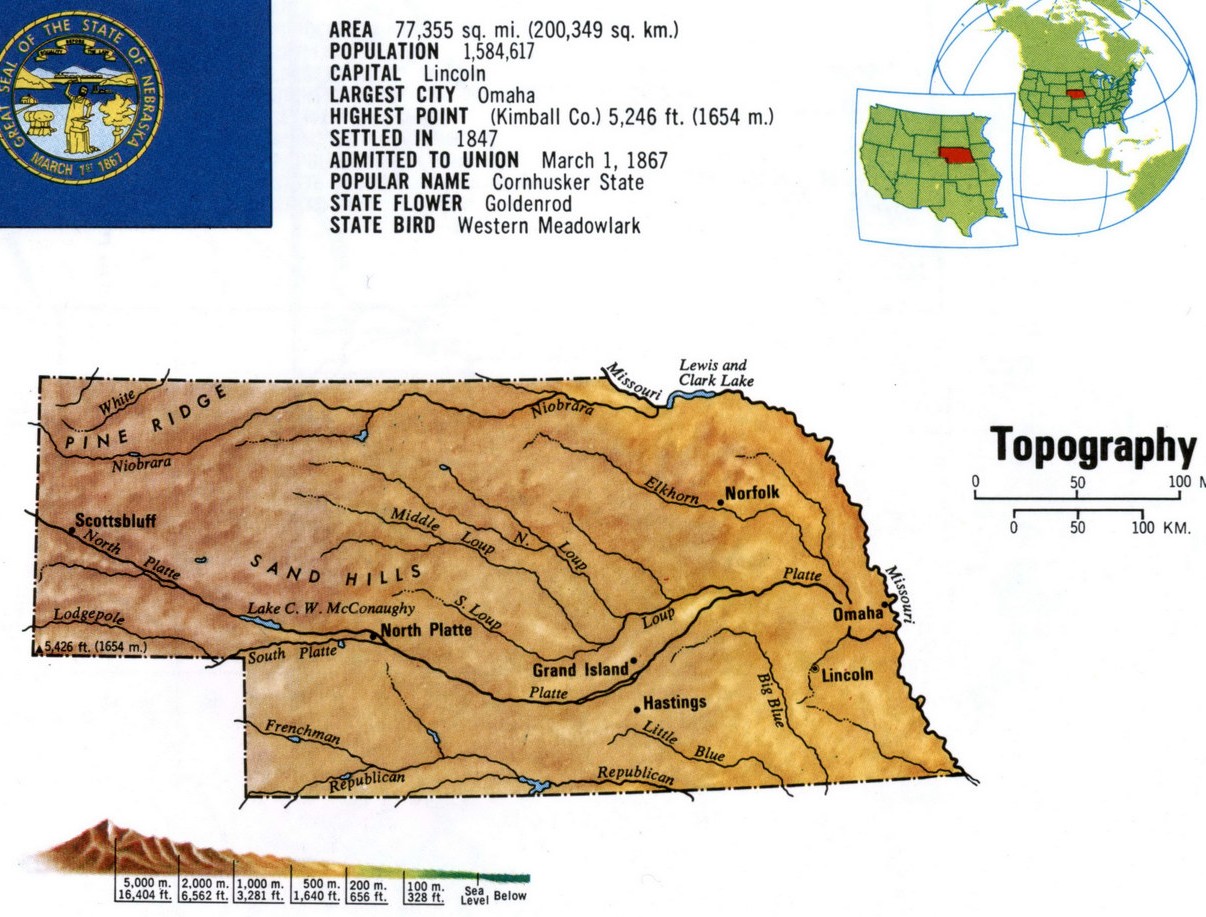 Landscape map Nebraska