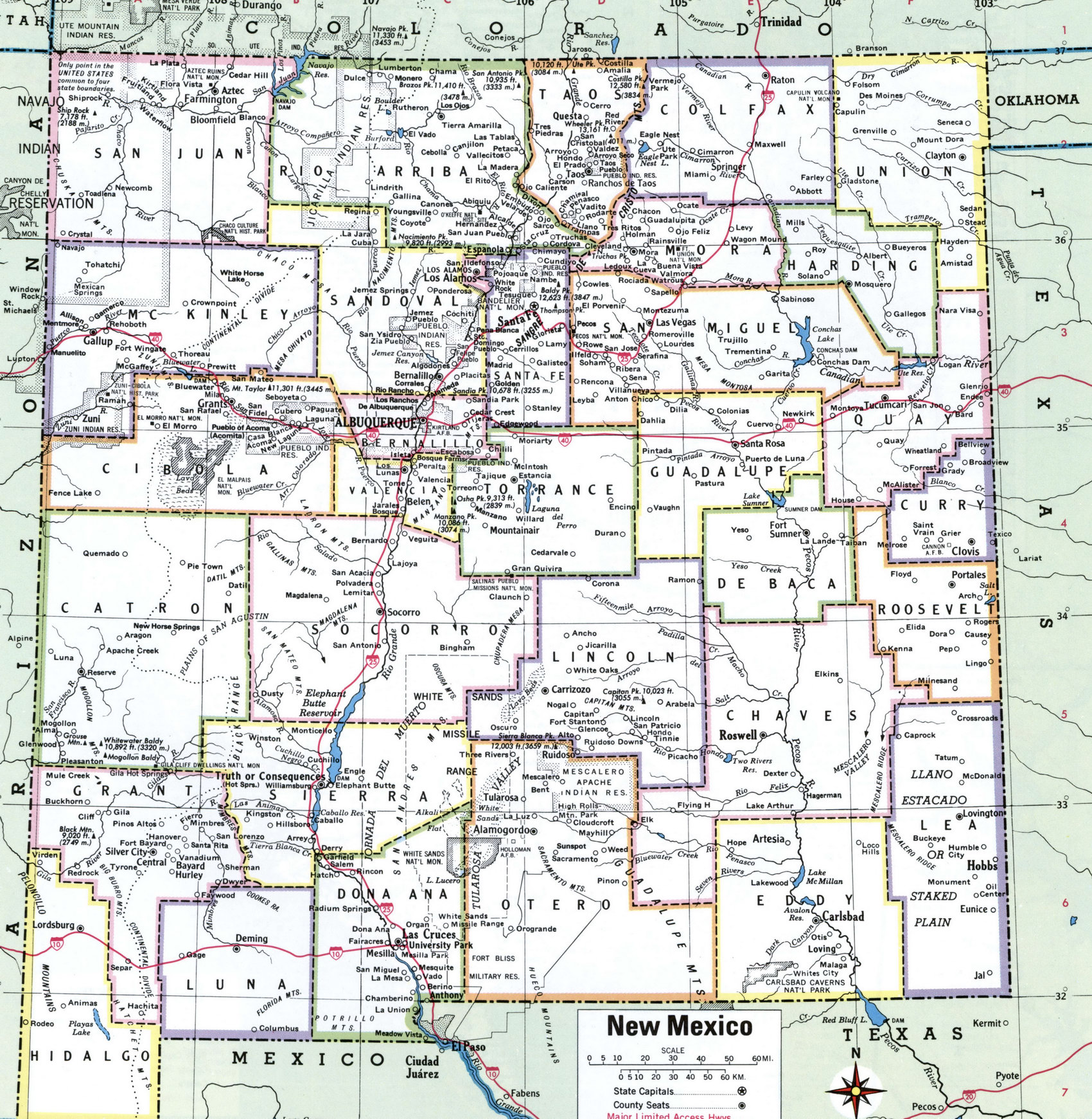Map of New Mexico by county