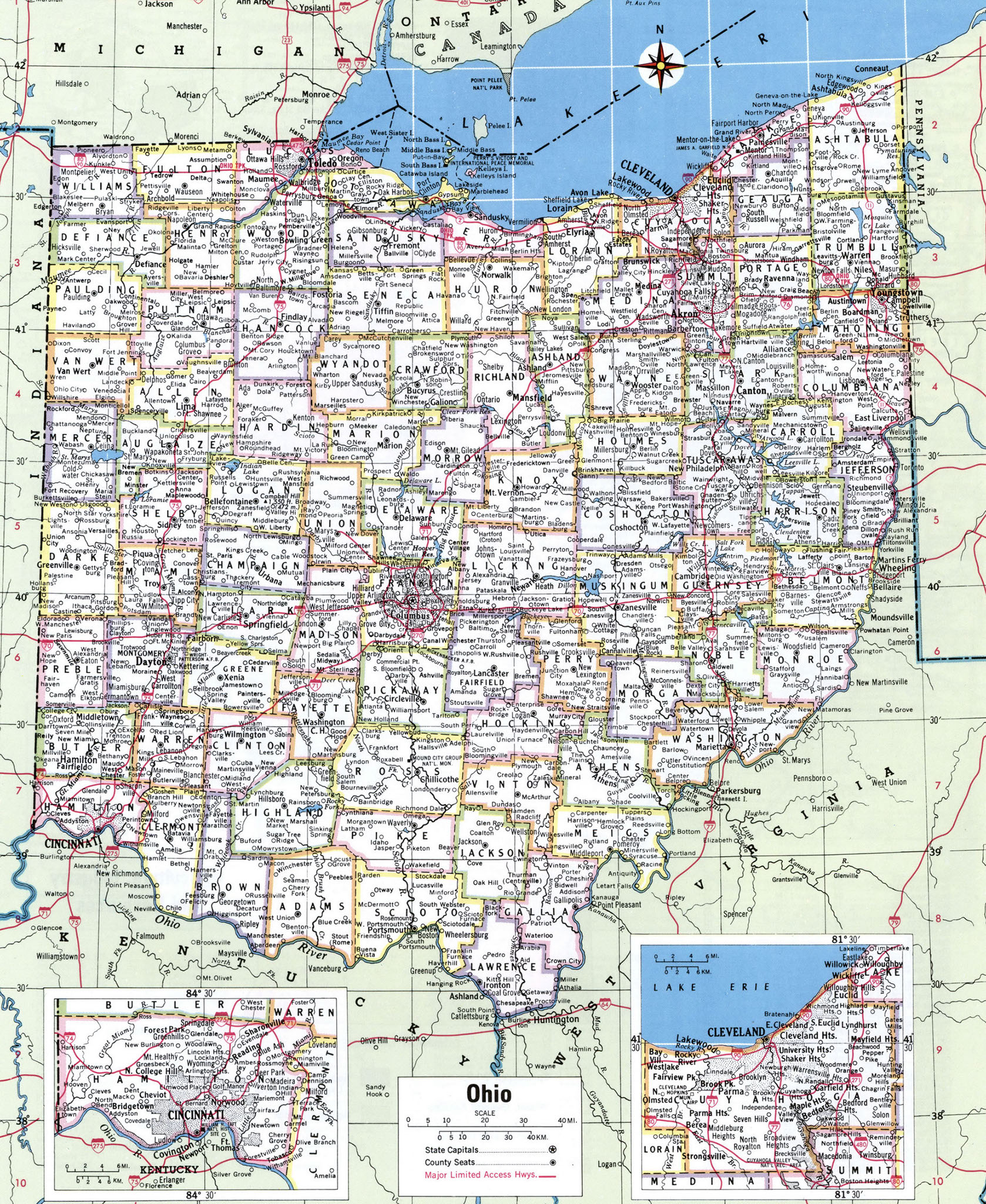 Map of Ohio by county