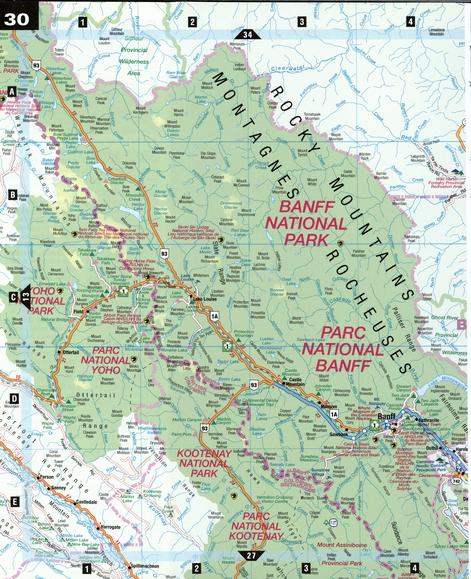 Alberta Laminated Road Map Fast Track Includes Maps Of Alberta Banff ...