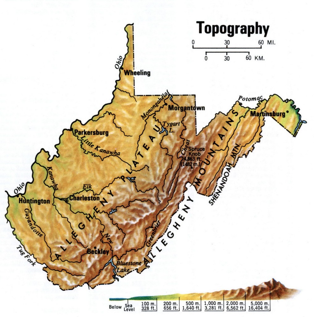 Landscape map of West Virginia