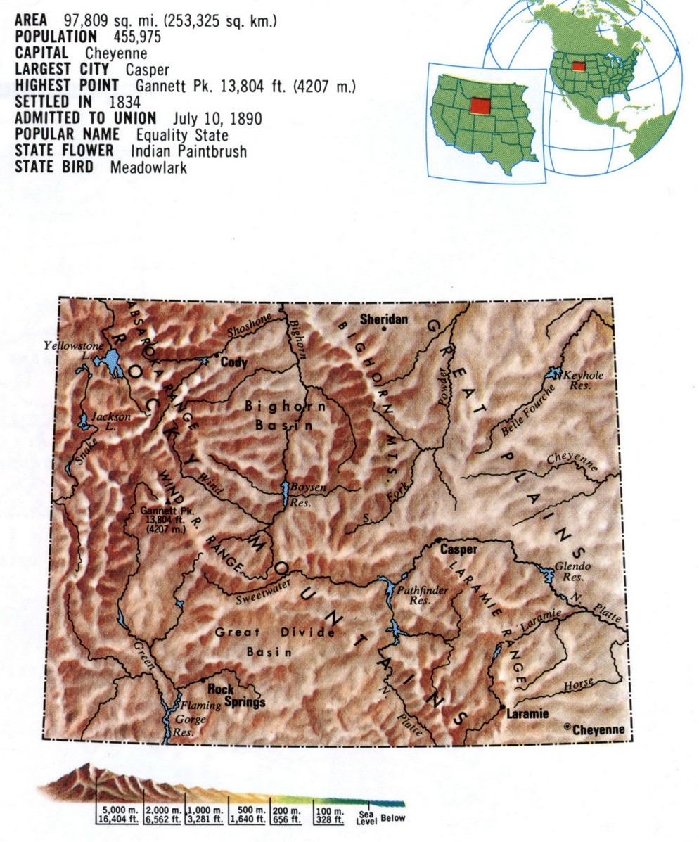 Landscape map of Wyoming
