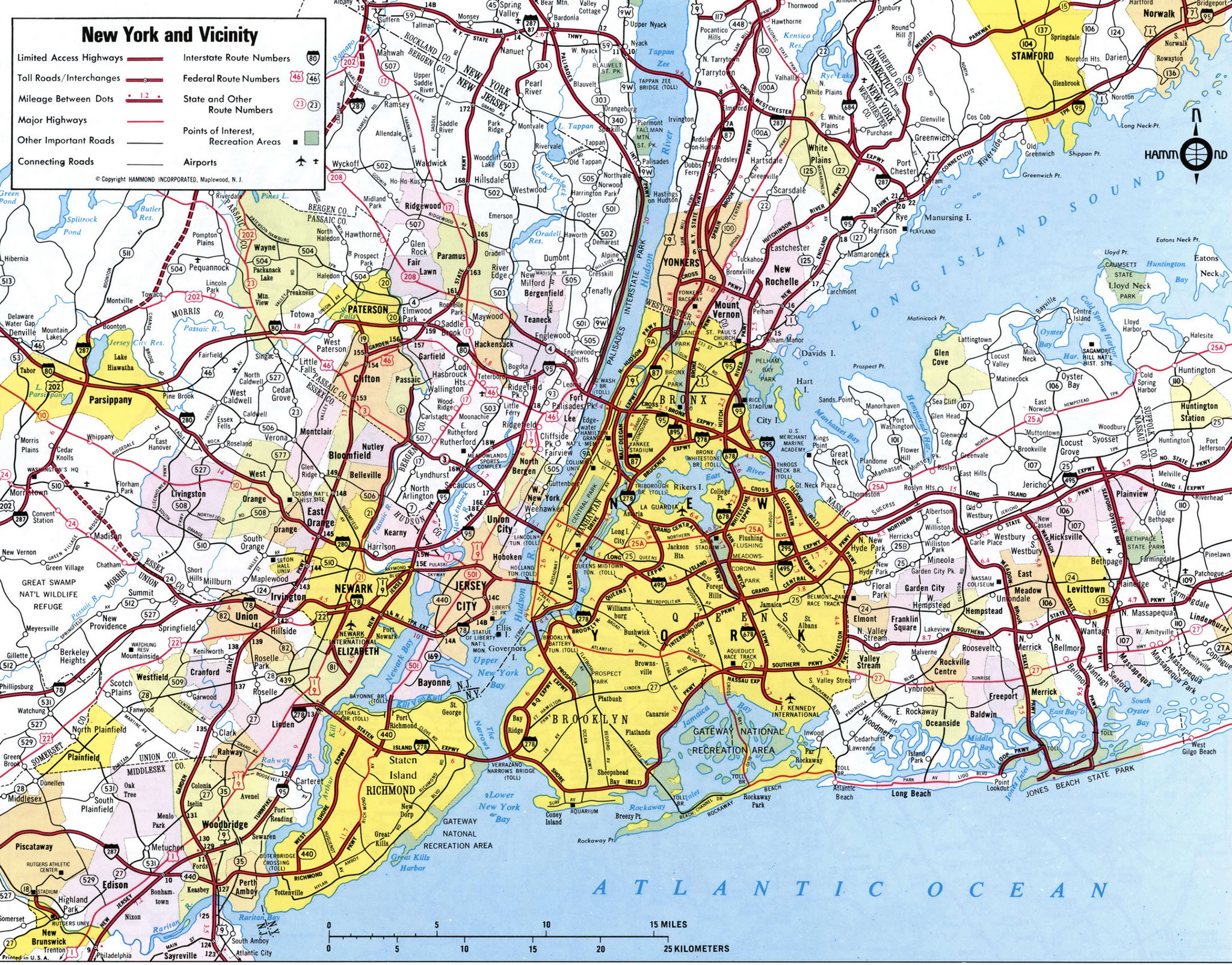 New York and Vicinity roads map
