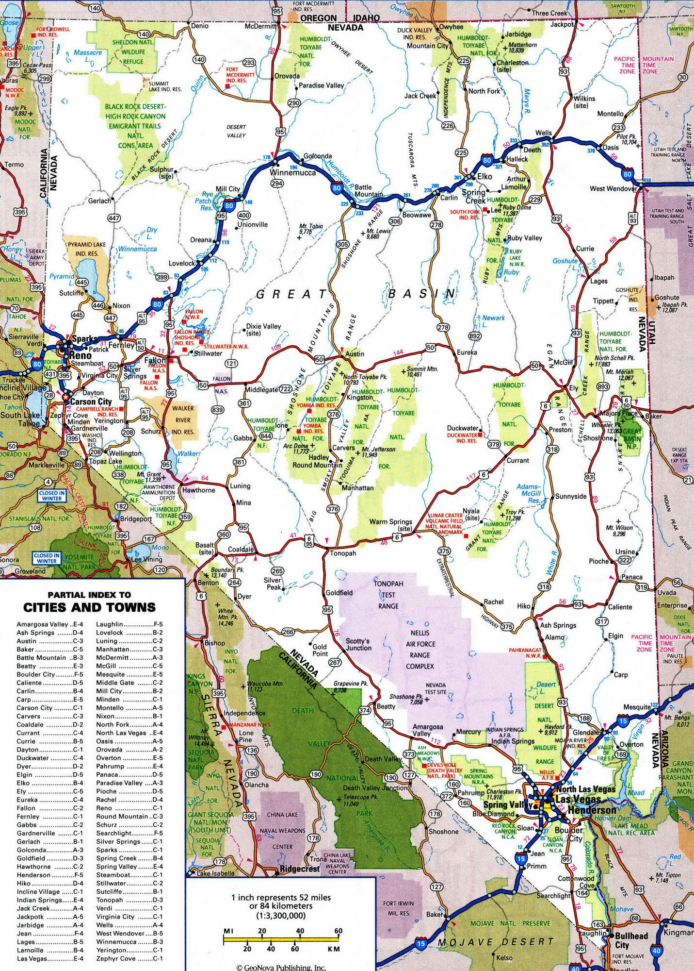 Detailed roads map of Nevada