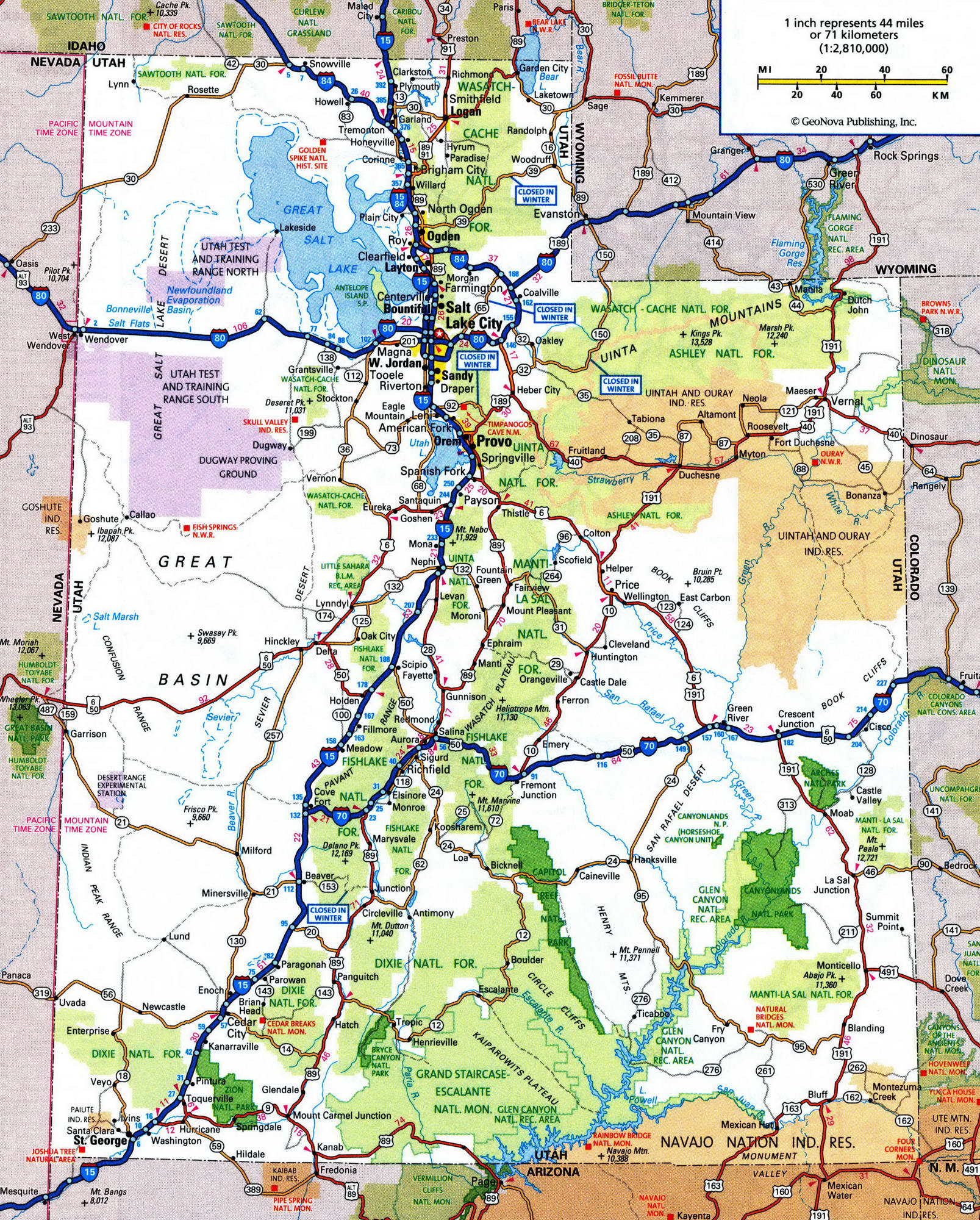 Detailed map of Utah