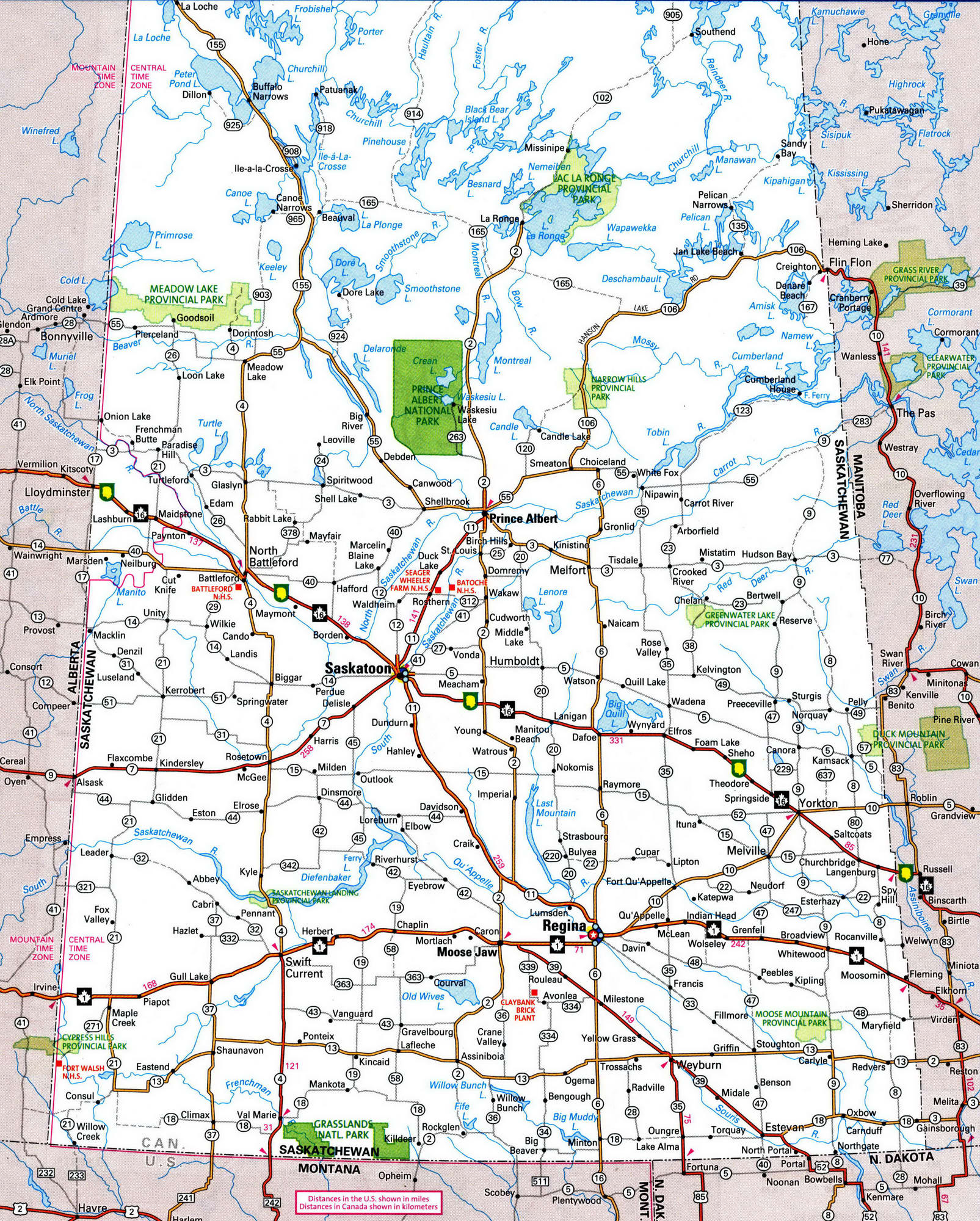 Detailed map of Saskatchewan