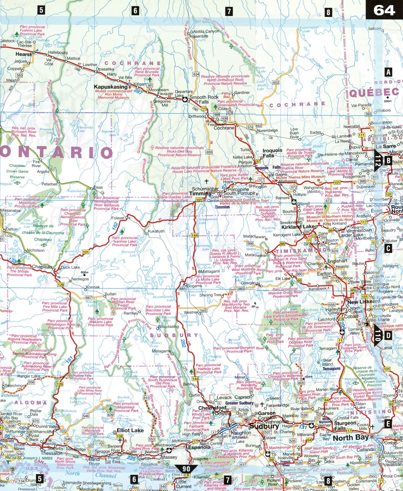 Road Map Of Northern Ontario Road Map Northern Ontario Province Surrounding Area (Ontario, Canada)