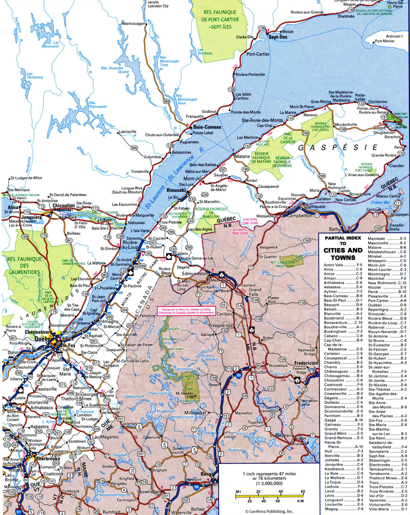 Detailed map of Quebec