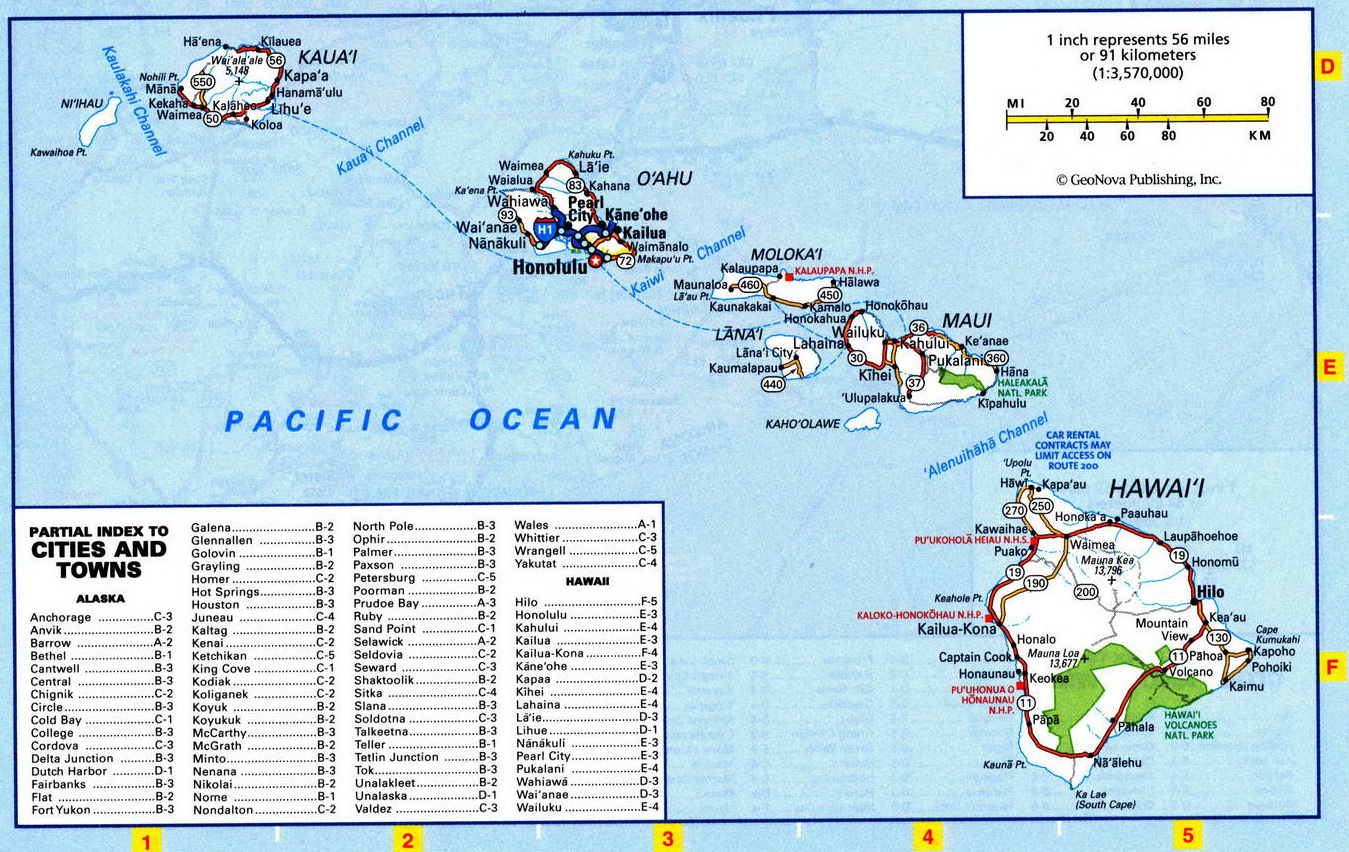 Detailed map of Hawaii