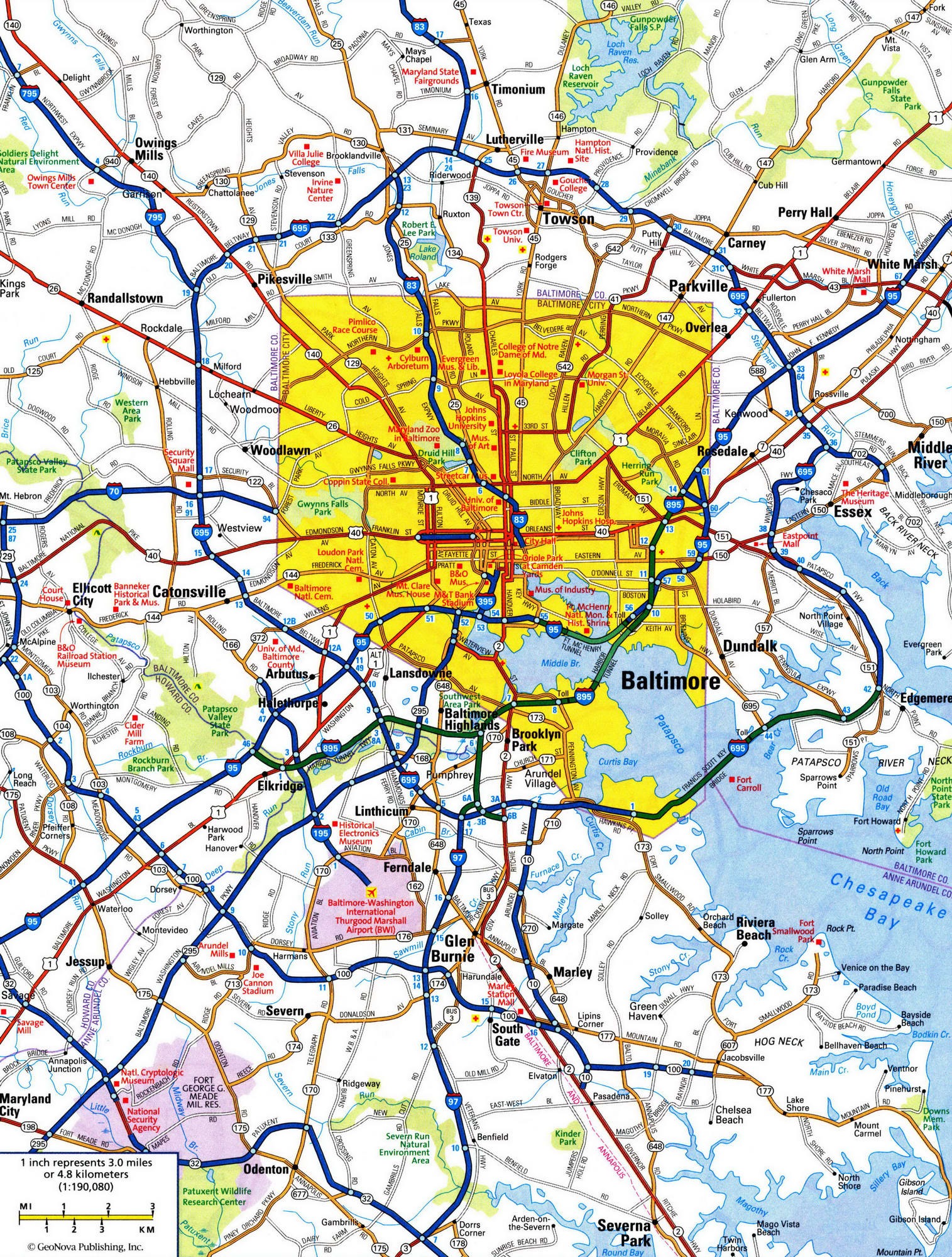 Detailed map of Baltimore