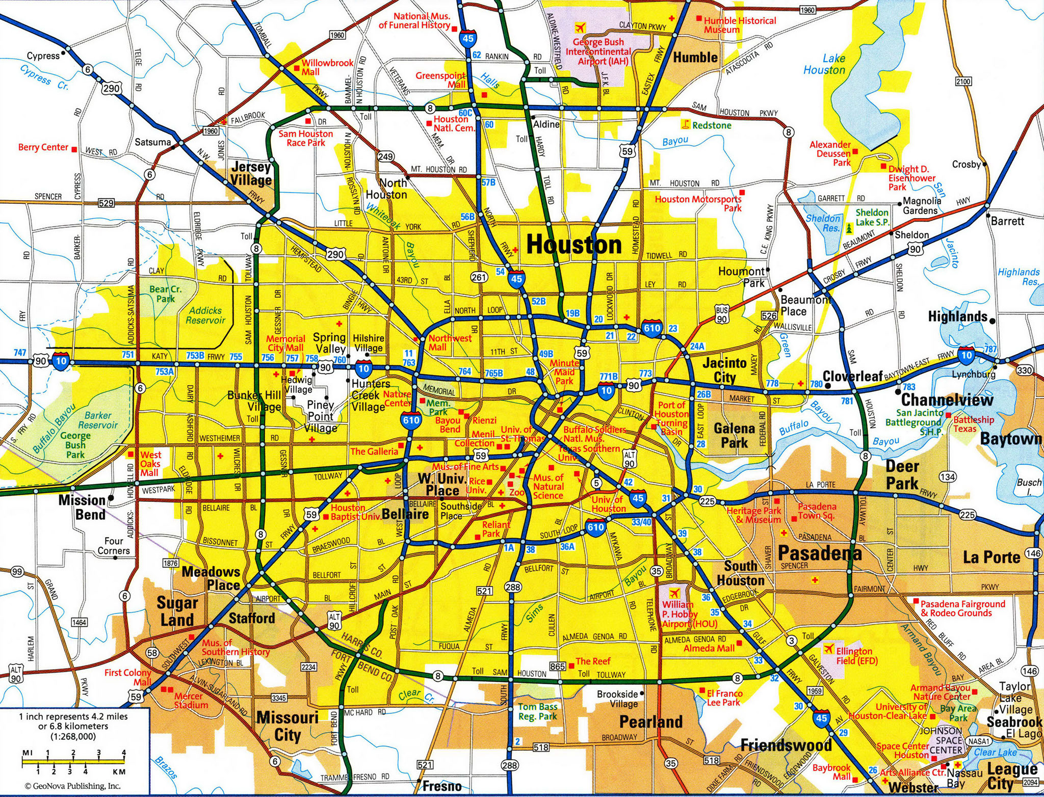 Detailed map of Houston city