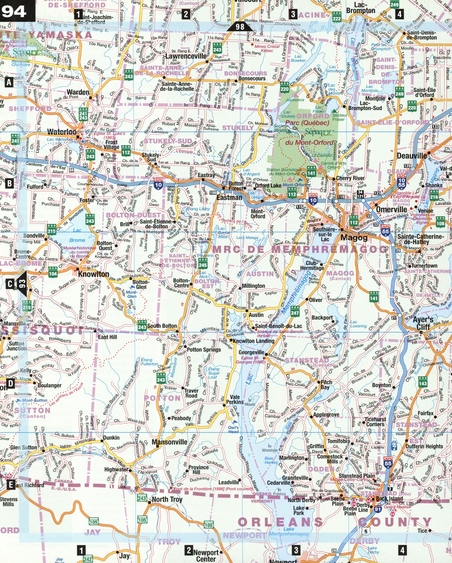 Map of Eastern Townships
